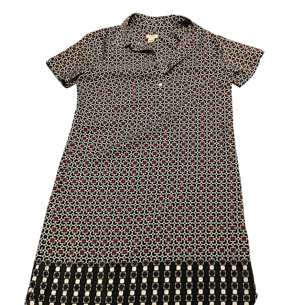 J. Crew Brown and White Polo Collar Sheath Dress